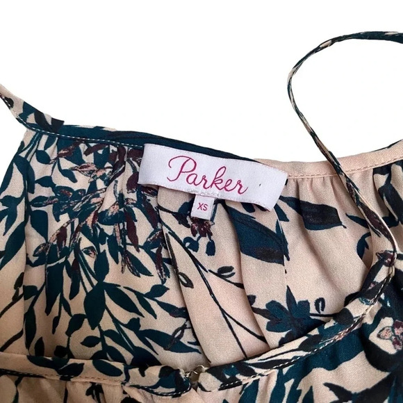 Parker Lianna Silk Floral Cold Shoulder Ruffle Dress XS Pink Wedding Guest - Picture 13 of 14